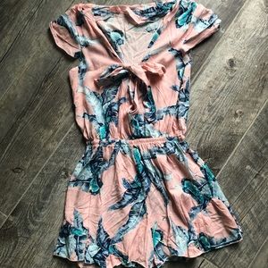 Tropical pink and blue romper xs